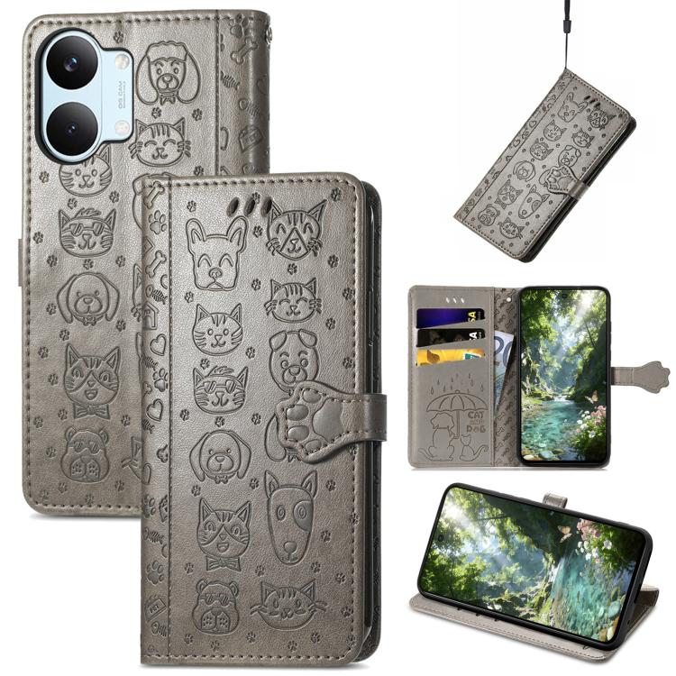 Cat and Dog Embossed Leather Phone Case, For Xiaomi Poco X8 Pro Max 5G, For Xiaomi Poco X8 Pro 5G, For Redmi Turbo 5 Max 5G, For Redmi Turbo 5 5G, For Xiaomi 17 Pro Max, For Xiaomi 17 Pro