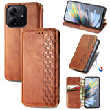 Cubic Grid Pressed Magnetic Leather Phone Case, For Xiaomi 15T Pro, For Xiaomi 15T, For Xiaomi 15 Ultra, For Redmi Turbo 4, For Xiaomi Poco X7 Pro, For Xiaomi 15 Pro, For Xiaomi 15, For Xiaomi Redmi Note 14 5G