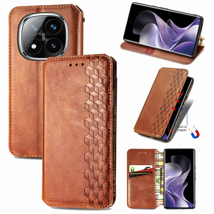 Cubic Grid Pressed Magnetic Leather Phone Case, For Xiaomi Redmi Note 14 Pro+ 5G, For Xiaomi Redmi Note 14 Pro 5G, For Redmi 15C 5G / 4G Glodal 171mm