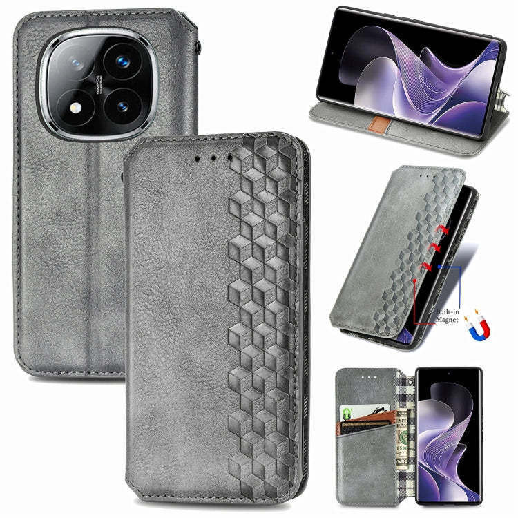 Cubic Grid Pressed Magnetic Leather Phone Case, For Xiaomi Redmi Note 14 Pro+ 5G, For Xiaomi Redmi Note 14 Pro 5G, For Redmi 15C 5G / 4G Glodal 171mm