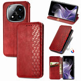 Cubic Grid Pressed Magnetic Leather Phone Case, For Xiaomi Redmi Note 14 Pro+ 5G, For Xiaomi Redmi Note 14 Pro 5G, For Redmi 15C 5G / 4G Glodal 171mm