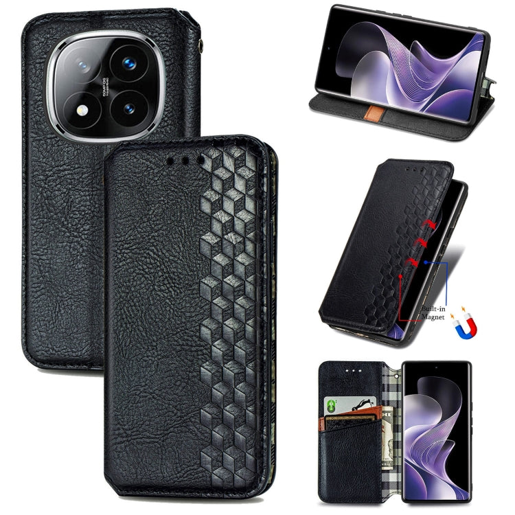 Cubic Grid Pressed Magnetic Leather Phone Case, For Xiaomi Redmi Note 14 Pro+ 5G, For Xiaomi Redmi Note 14 Pro 5G, For Redmi 15C 5G / 4G Glodal 171mm