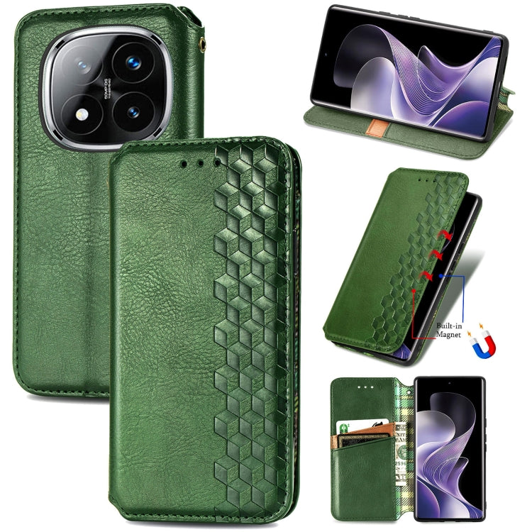 Cubic Grid Pressed Magnetic Leather Phone Case, For Xiaomi Redmi Note 14 Pro+ 5G, For Xiaomi Redmi Note 14 Pro 5G, For Redmi 15C 5G / 4G Glodal 171mm