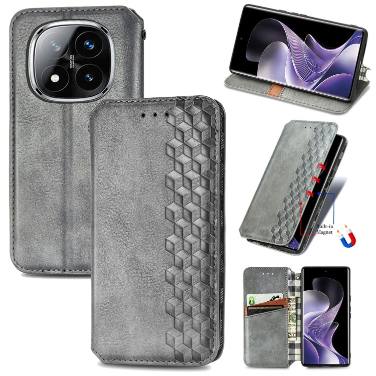 Cubic Grid Pressed Magnetic Leather Phone Case, For Xiaomi Redmi Note 14 Pro+ 5G, For Xiaomi Redmi Note 14 Pro 5G, For Redmi 15C 5G / 4G Glodal 171mm