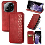 Cubic Grid Pressed Magnetic Leather Phone Case, For Xiaomi Redmi Note 14 Pro+ 5G, For Xiaomi Redmi Note 14 Pro 5G, For Redmi 15C 5G / 4G Glodal 171mm