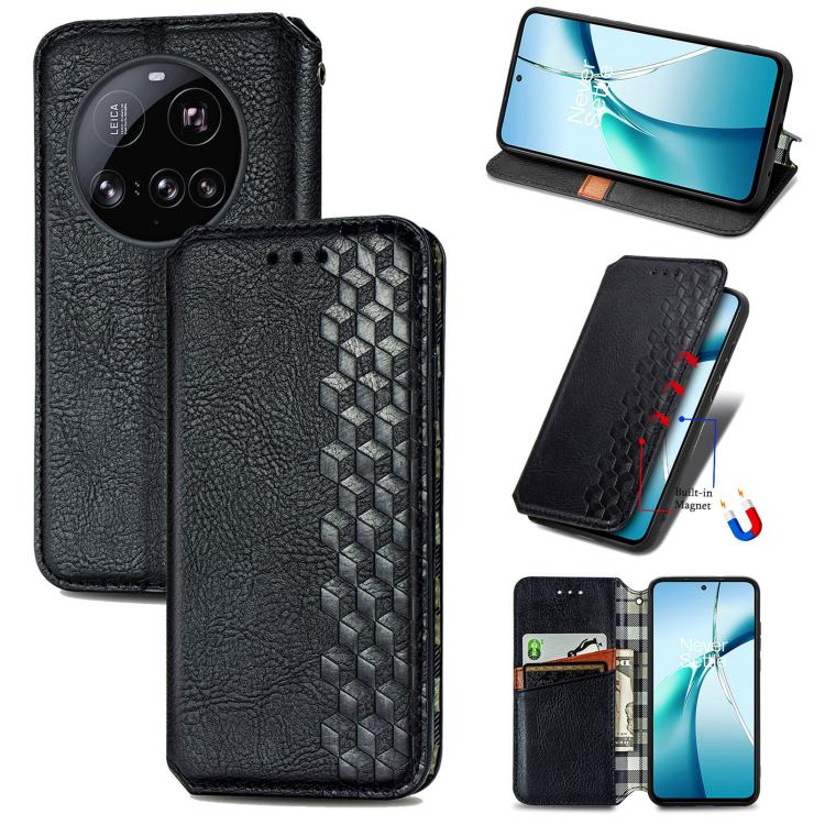 Cubic Grid Pressed Magnetic Leather Phone Case, For Xiaomi 15T Pro, For Xiaomi 15T, For Xiaomi 15 Ultra, For Redmi Turbo 4, For Xiaomi Poco X7 Pro, For Xiaomi 15 Pro, For Xiaomi 15, For Xiaomi Redmi Note 14 5G