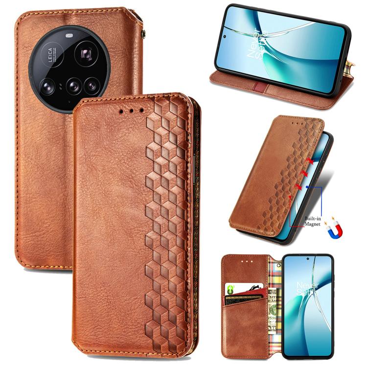 Cubic Grid Pressed Magnetic Leather Phone Case, For Xiaomi 15T Pro, For Xiaomi 15T, For Xiaomi 15 Ultra, For Redmi Turbo 4, For Xiaomi Poco X7 Pro, For Xiaomi 15 Pro, For Xiaomi 15, For Xiaomi Redmi Note 14 5G