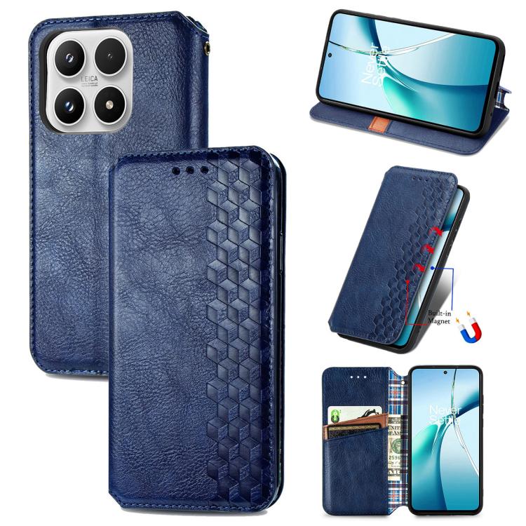 Cubic Grid Pressed Magnetic Leather Phone Case, For Xiaomi Poco X8 Pro Max 5G, For Xiaomi Poco X8 Pro 5G, For Redmi Turbo 5 Max 5G, For Redmi Turbo 5 5G, For Xiaomi 17 Pro Max, For Xiaomi 17 Pro, For Xiaomi 17, For Xiaomi Poco M7 4G 169mm