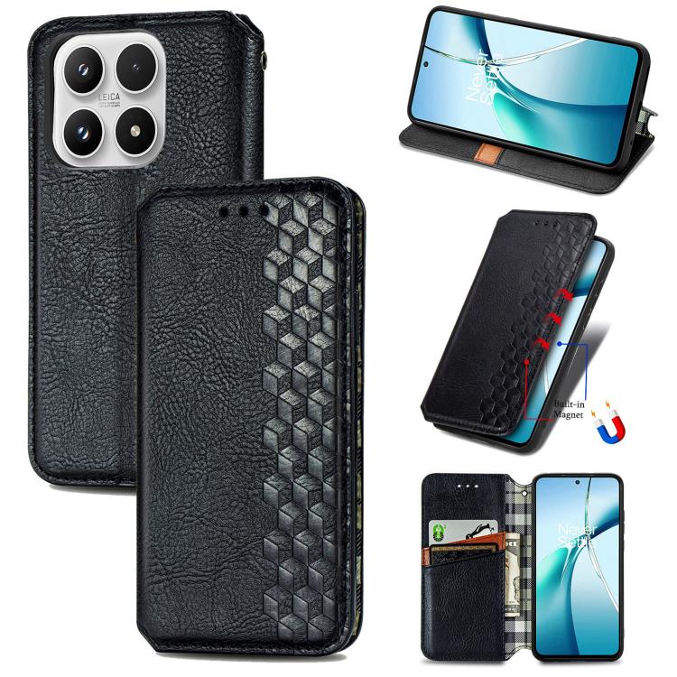 Cubic Grid Pressed Magnetic Leather Phone Case, For Xiaomi Poco X8 Pro Max 5G, For Xiaomi Poco X8 Pro 5G, For Redmi Turbo 5 Max 5G, For Redmi Turbo 5 5G, For Xiaomi 17 Pro Max, For Xiaomi 17 Pro, For Xiaomi 17, For Xiaomi Poco M7 4G 169mm