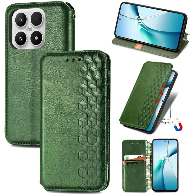Cubic Grid Pressed Magnetic Leather Phone Case, For Xiaomi Poco X8 Pro Max 5G, For Xiaomi Poco X8 Pro 5G, For Redmi Turbo 5 Max 5G, For Redmi Turbo 5 5G, For Xiaomi 17 Pro Max, For Xiaomi 17 Pro, For Xiaomi 17, For Xiaomi Poco M7 4G 169mm