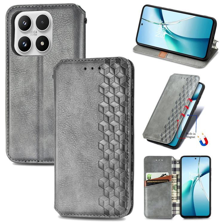 Cubic Grid Pressed Magnetic Leather Phone Case, For Xiaomi Poco X8 Pro Max 5G, For Xiaomi Poco X8 Pro 5G, For Redmi Turbo 5 Max 5G, For Redmi Turbo 5 5G, For Xiaomi 17 Pro Max, For Xiaomi 17 Pro, For Xiaomi 17, For Xiaomi Poco M7 4G 169mm
