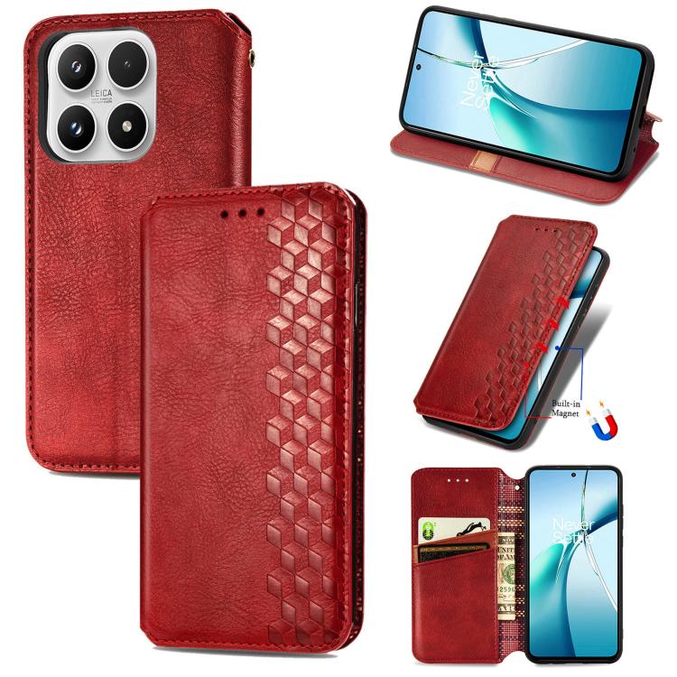 Cubic Grid Pressed Magnetic Leather Phone Case, For Xiaomi Poco X8 Pro Max 5G, For Xiaomi Poco X8 Pro 5G, For Redmi Turbo 5 Max 5G, For Redmi Turbo 5 5G, For Xiaomi 17 Pro Max, For Xiaomi 17 Pro, For Xiaomi 17, For Xiaomi Poco M7 4G 169mm