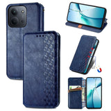 Cubic Grid Pressed Magnetic Leather Phone Case, For Xiaomi Redmi Note 14 Pro+ 5G, For Xiaomi Redmi Note 14 Pro 5G, For Redmi 15C 5G / 4G Glodal 171mm