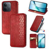 Cubic Grid Pressed Magnetic Leather Phone Case, For Xiaomi Redmi Note 14 Pro+ 5G, For Xiaomi Redmi Note 14 Pro 5G, For Redmi 15C 5G / 4G Glodal 171mm