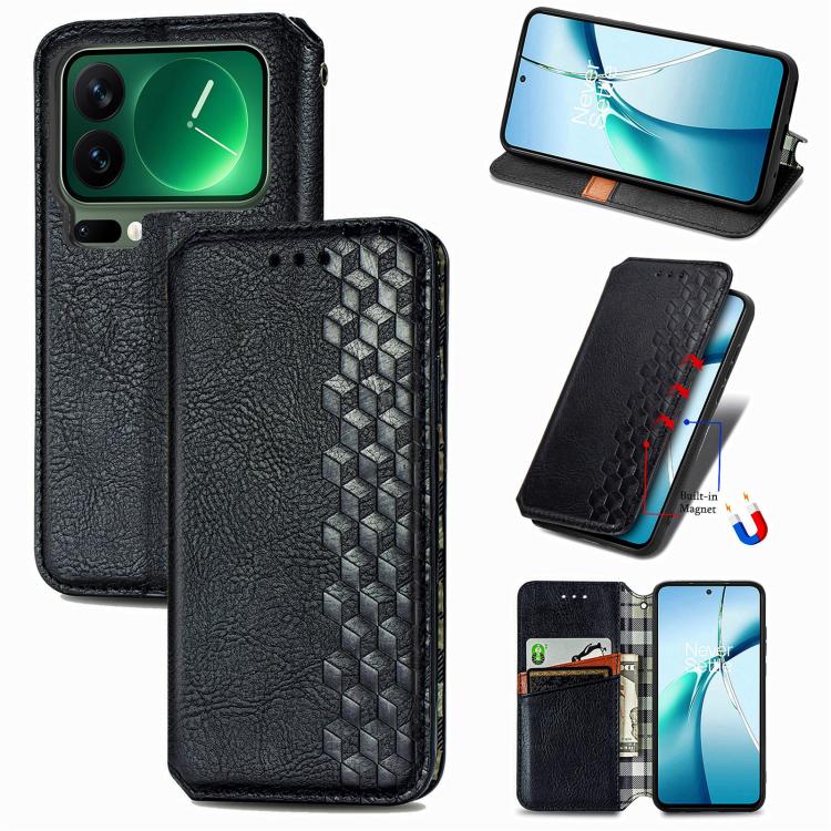 Cubic Grid Pressed Magnetic Leather Phone Case, For Xiaomi Poco X8 Pro Max 5G, For Xiaomi Poco X8 Pro 5G, For Redmi Turbo 5 Max 5G, For Redmi Turbo 5 5G, For Xiaomi 17 Pro Max, For Xiaomi 17 Pro, For Xiaomi 17, For Xiaomi Poco M7 4G 169mm