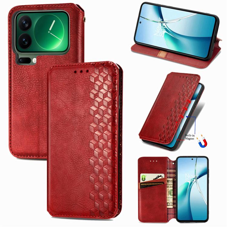 Cubic Grid Pressed Magnetic Leather Phone Case, For Xiaomi Poco X8 Pro Max 5G, For Xiaomi Poco X8 Pro 5G, For Redmi Turbo 5 Max 5G, For Redmi Turbo 5 5G, For Xiaomi 17 Pro Max, For Xiaomi 17 Pro, For Xiaomi 17, For Xiaomi Poco M7 4G 169mm