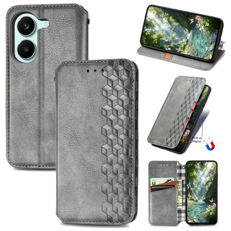 Cubic Grid Pressed Magnetic Leather Phone Case, For Xiaomi Poco X8 Pro Max 5G, For Xiaomi Poco X8 Pro 5G, For Redmi Turbo 5 Max 5G, For Redmi Turbo 5 5G, For Xiaomi 17 Pro Max, For Xiaomi 17 Pro, For Xiaomi 17, For Xiaomi Poco M7 4G 169mm