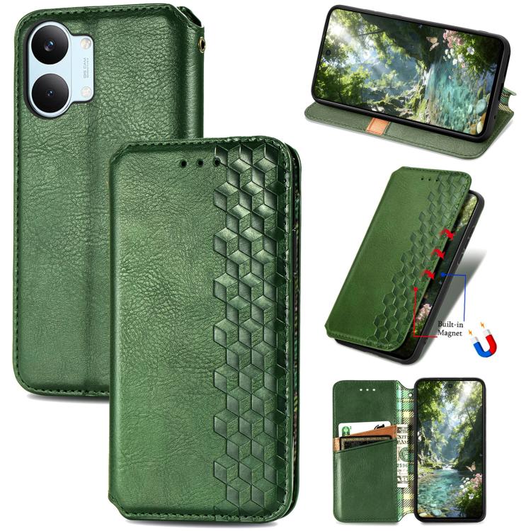 Cubic Grid Pressed Magnetic Leather Phone Case, For Xiaomi Poco X8 Pro Max 5G, For Xiaomi Poco X8 Pro 5G, For Redmi Turbo 5 Max 5G, For Redmi Turbo 5 5G, For Xiaomi 17 Pro Max, For Xiaomi 17 Pro, For Xiaomi 17, For Xiaomi Poco M7 4G 169mm