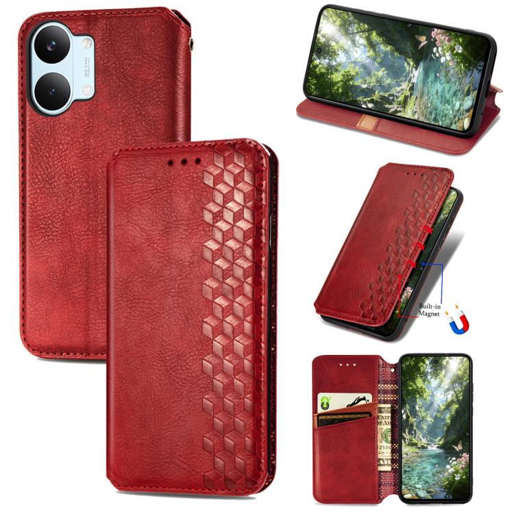 Cubic Grid Pressed Magnetic Leather Phone Case, For Xiaomi Poco X8 Pro Max 5G, For Xiaomi Poco X8 Pro 5G, For Redmi Turbo 5 Max 5G, For Redmi Turbo 5 5G, For Xiaomi 17 Pro Max, For Xiaomi 17 Pro, For Xiaomi 17, For Xiaomi Poco M7 4G 169mm