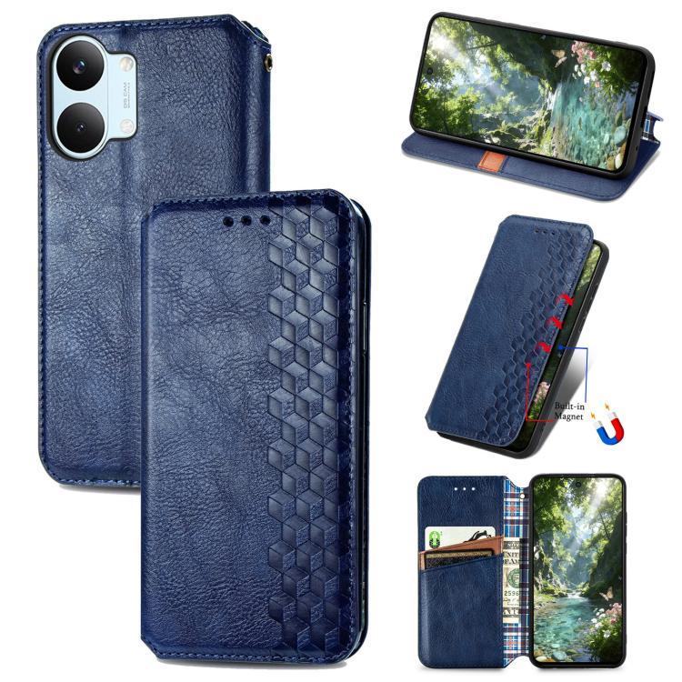 Cubic Grid Pressed Magnetic Leather Phone Case, For Xiaomi Poco X8 Pro Max 5G, For Xiaomi Poco X8 Pro 5G, For Redmi Turbo 5 Max 5G, For Redmi Turbo 5 5G, For Xiaomi 17 Pro Max, For Xiaomi 17 Pro, For Xiaomi 17, For Xiaomi Poco M7 4G 169mm