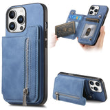 Retro MagSafe Zipper Wallet Card Bag Back Phone Case, For iPhone 17, For iPhone Air, For iPhone 16 Pro Max, For iPhone 16 Pro, For iPhone 16 Plus, For iPhone 16
