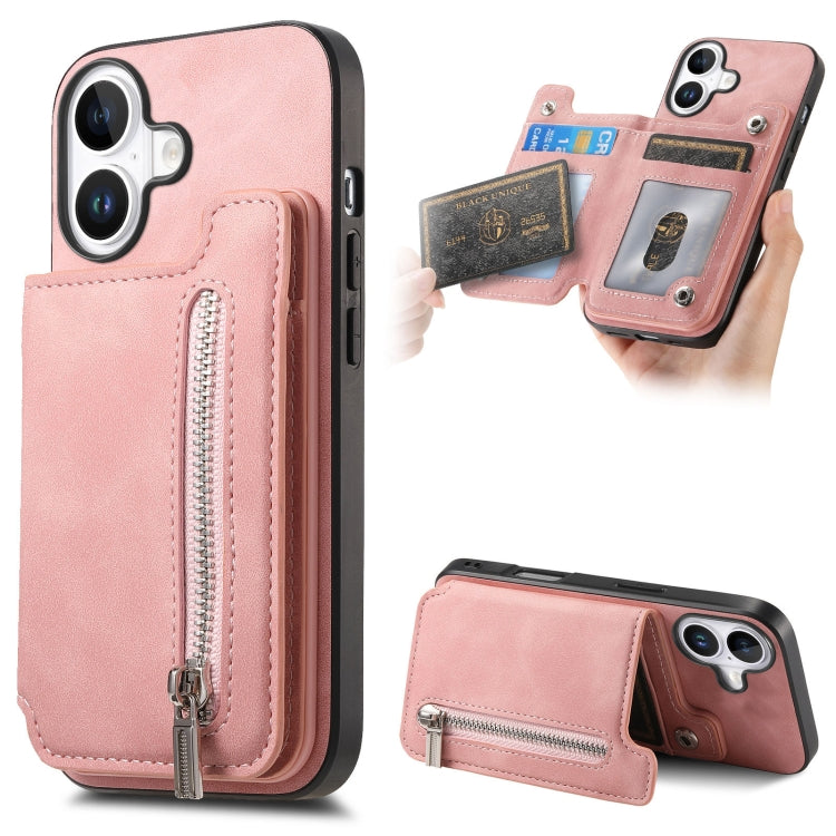 Retro MagSafe Zipper Wallet Card Bag Back Phone Case, For iPhone 17, For iPhone Air, For iPhone 16 Pro Max, For iPhone 16 Pro, For iPhone 16 Plus, For iPhone 16