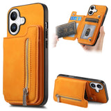 Retro MagSafe Zipper Wallet Card Bag Back Phone Case, For iPhone 17, For iPhone Air, For iPhone 16 Pro Max, For iPhone 16 Pro, For iPhone 16 Plus, For iPhone 16