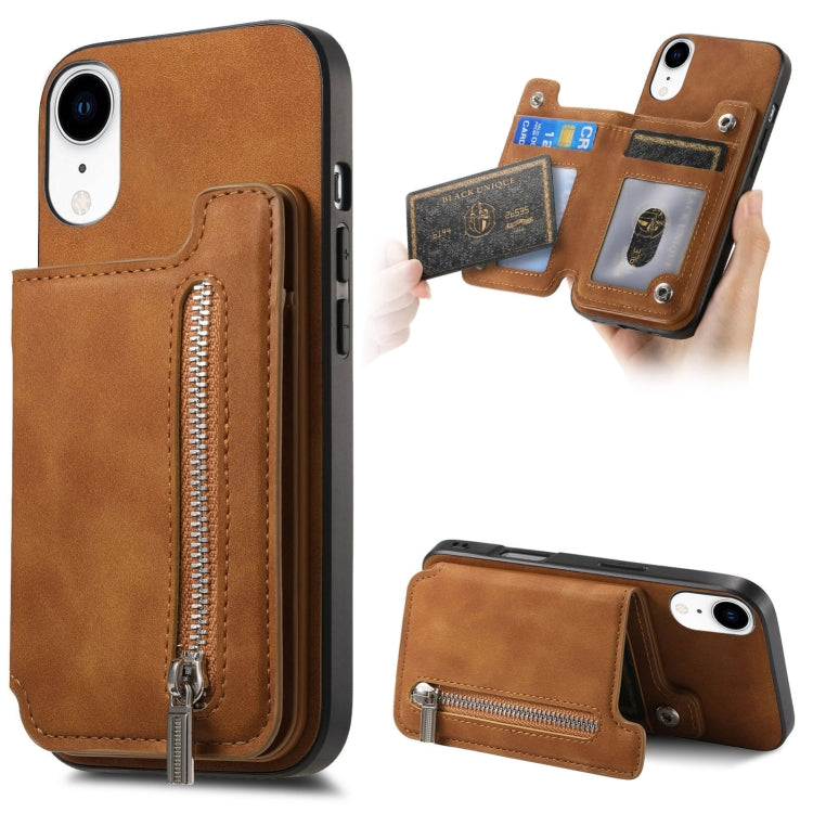 Retro MagSafe Zipper Wallet Card Bag Back Phone Case, For iPhone 11 Pro Max, For iPhone 11, For iPhone 11 Pro, For iPhone XR, For iPhone XS Max, For iPhone 7 / 8 / SE 2022