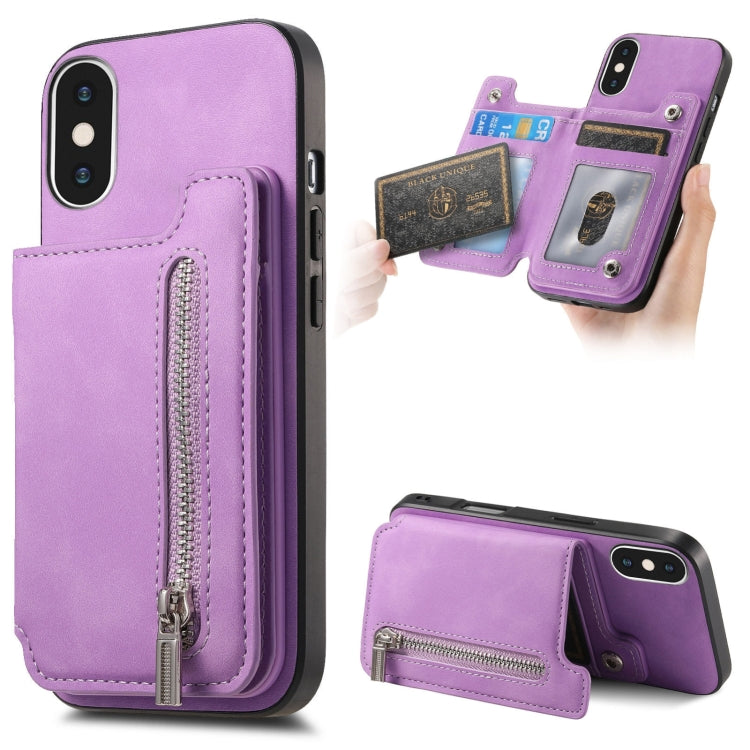 Retro MagSafe Zipper Wallet Card Bag Back Phone Case, For iPhone 11 Pro Max, For iPhone 11, For iPhone 11 Pro, For iPhone XR, For iPhone XS Max, For iPhone 7 / 8 / SE 2022
