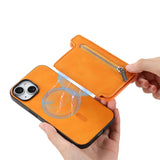 Retro MagSafe Zipper Wallet Card Bag Back Phone Case, For iPhone 12 / 12 Pro, For iPhone X / XS, For iPhone 7 Plus / 8 Plus