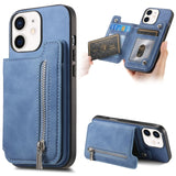Retro MagSafe Zipper Wallet Card Bag Back Phone Case, For iPhone 12 / 12 Pro, For iPhone X / XS, For iPhone 7 Plus / 8 Plus