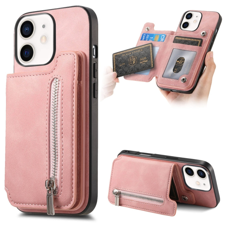 Retro MagSafe Zipper Wallet Card Bag Back Phone Case, For iPhone 12 / 12 Pro, For iPhone X / XS, For iPhone 7 Plus / 8 Plus