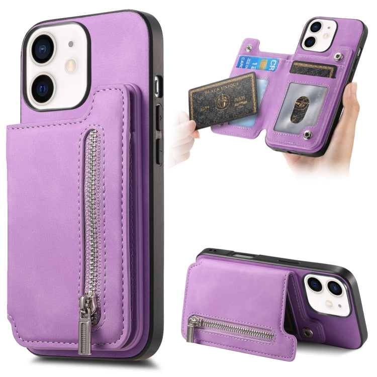 Retro MagSafe Zipper Wallet Card Bag Back Phone Case, For iPhone 12 / 12 Pro, For iPhone X / XS, For iPhone 7 Plus / 8 Plus