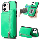 Retro MagSafe Zipper Wallet Card Bag Back Phone Case, For iPhone 12 / 12 Pro, For iPhone X / XS, For iPhone 7 Plus / 8 Plus