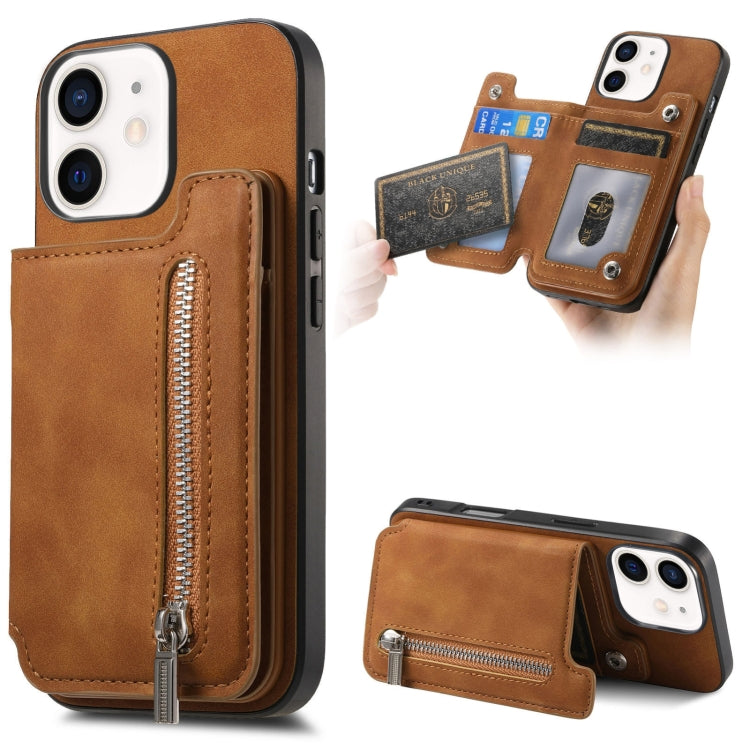Retro MagSafe Zipper Wallet Card Bag Back Phone Case, For iPhone 12 / 12 Pro, For iPhone X / XS, For iPhone 7 Plus / 8 Plus