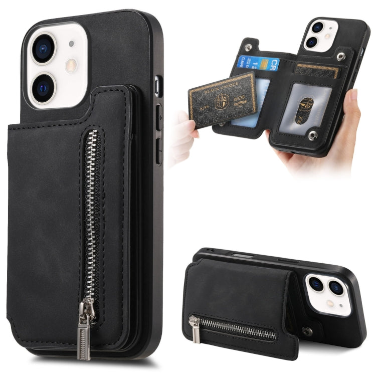 Retro MagSafe Zipper Wallet Card Bag Back Phone Case, For iPhone 12 / 12 Pro, For iPhone X / XS, For iPhone 7 Plus / 8 Plus