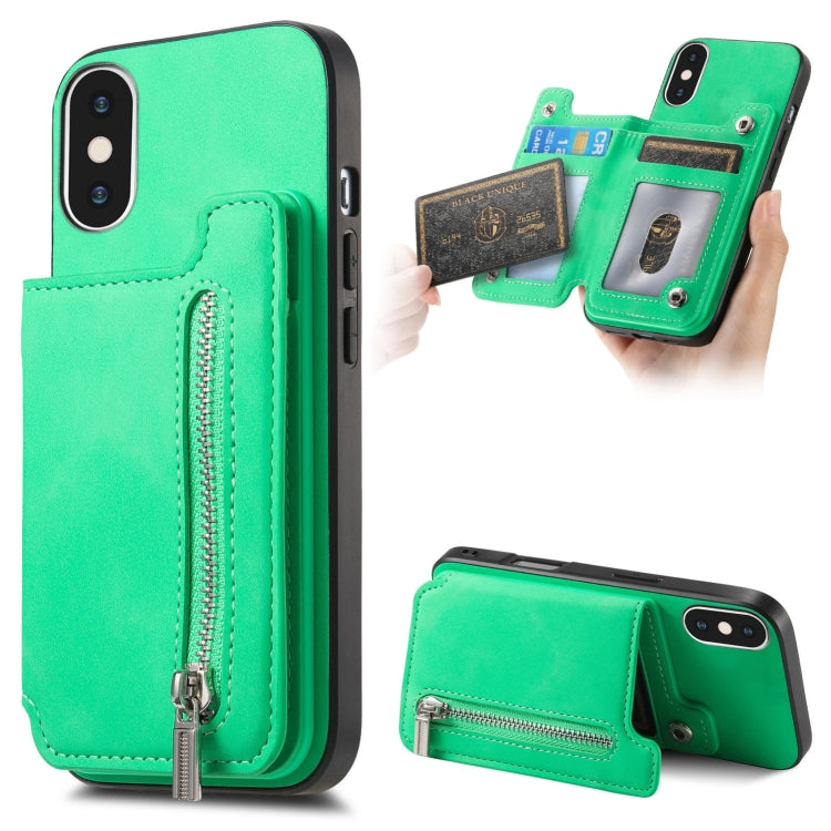 Retro MagSafe Zipper Wallet Card Bag Back Phone Case, For iPhone 12 / 12 Pro, For iPhone X / XS, For iPhone 7 Plus / 8 Plus