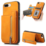 Retro MagSafe Zipper Wallet Card Bag Back Phone Case, For iPhone 12 / 12 Pro, For iPhone X / XS, For iPhone 7 Plus / 8 Plus