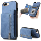 Retro MagSafe Zipper Wallet Card Bag Back Phone Case, For iPhone 12 / 12 Pro, For iPhone X / XS, For iPhone 7 Plus / 8 Plus