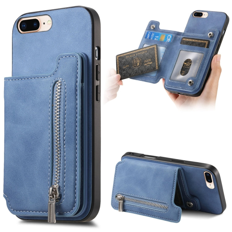 Retro MagSafe Zipper Wallet Card Bag Back Phone Case, For iPhone 12 / 12 Pro, For iPhone X / XS, For iPhone 7 Plus / 8 Plus