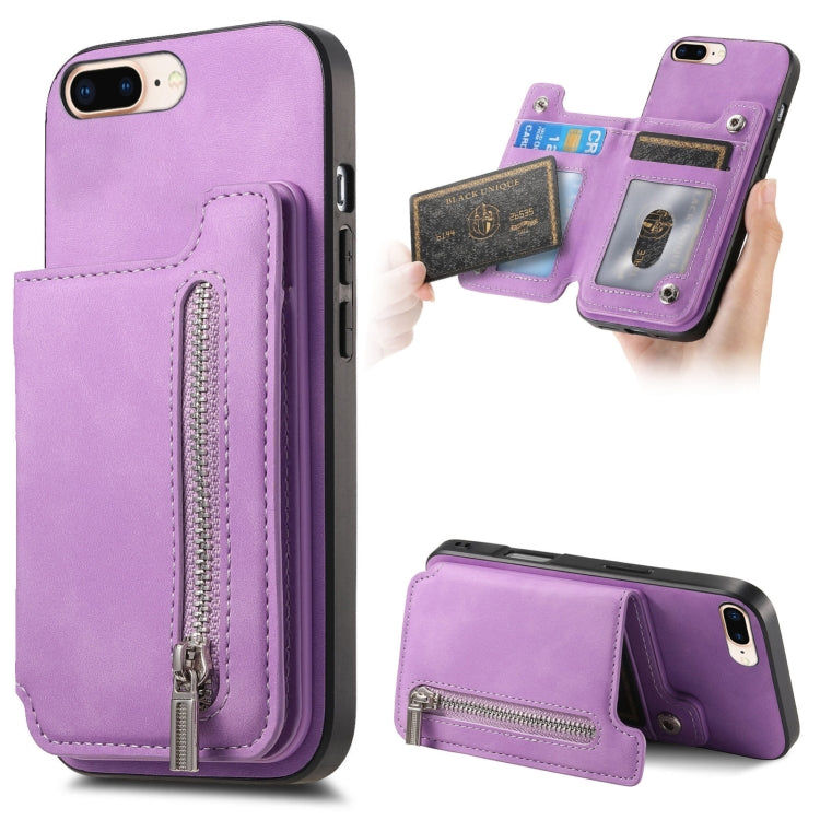 Retro MagSafe Zipper Wallet Card Bag Back Phone Case, For iPhone 12 / 12 Pro, For iPhone X / XS, For iPhone 7 Plus / 8 Plus