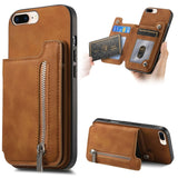 Retro MagSafe Zipper Wallet Card Bag Back Phone Case, For iPhone 12 / 12 Pro, For iPhone X / XS, For iPhone 7 Plus / 8 Plus