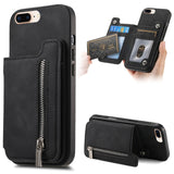 Retro MagSafe Zipper Wallet Card Bag Back Phone Case, For iPhone 12 / 12 Pro, For iPhone X / XS, For iPhone 7 Plus / 8 Plus