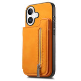 Retro MagSafe Zipper Wallet Card Bag Back Phone Case, For iPhone 17, For iPhone Air, For iPhone 16 Pro Max, For iPhone 16 Pro, For iPhone 16 Plus, For iPhone 16