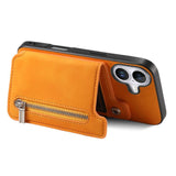 Retro MagSafe Zipper Wallet Card Bag Back Phone Case, For iPhone 17, For iPhone Air, For iPhone 16 Pro Max, For iPhone 16 Pro, For iPhone 16 Plus, For iPhone 16