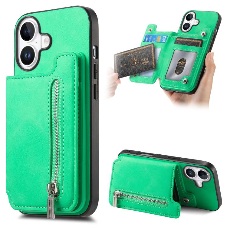 Retro MagSafe Zipper Wallet Card Bag Back Phone Case, For iPhone 17, For iPhone Air, For iPhone 16 Pro Max, For iPhone 16 Pro, For iPhone 16 Plus, For iPhone 16
