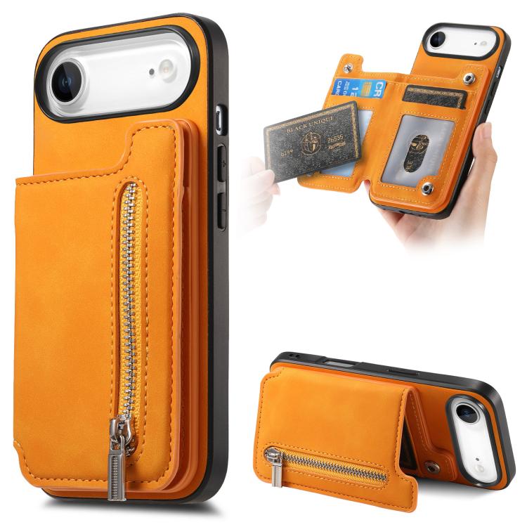 Retro MagSafe Zipper Wallet Card Bag Back Phone Case, For iPhone 17, For iPhone Air, For iPhone 16 Pro Max, For iPhone 16 Pro, For iPhone 16 Plus, For iPhone 16