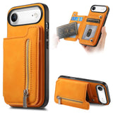 Retro MagSafe Zipper Wallet Card Bag Back Phone Case, For iPhone 17, For iPhone Air, For iPhone 16 Pro Max, For iPhone 16 Pro, For iPhone 16 Plus, For iPhone 16