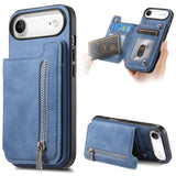 Retro MagSafe Zipper Wallet Card Bag Back Phone Case, For iPhone 17, For iPhone Air, For iPhone 16 Pro Max, For iPhone 16 Pro, For iPhone 16 Plus, For iPhone 16