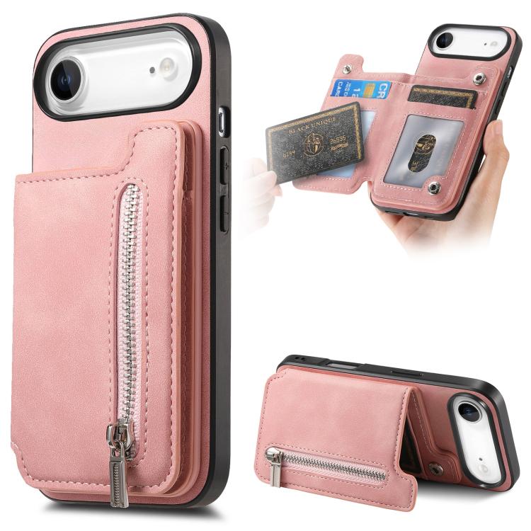 Retro MagSafe Zipper Wallet Card Bag Back Phone Case, For iPhone 17, For iPhone Air, For iPhone 16 Pro Max, For iPhone 16 Pro, For iPhone 16 Plus, For iPhone 16